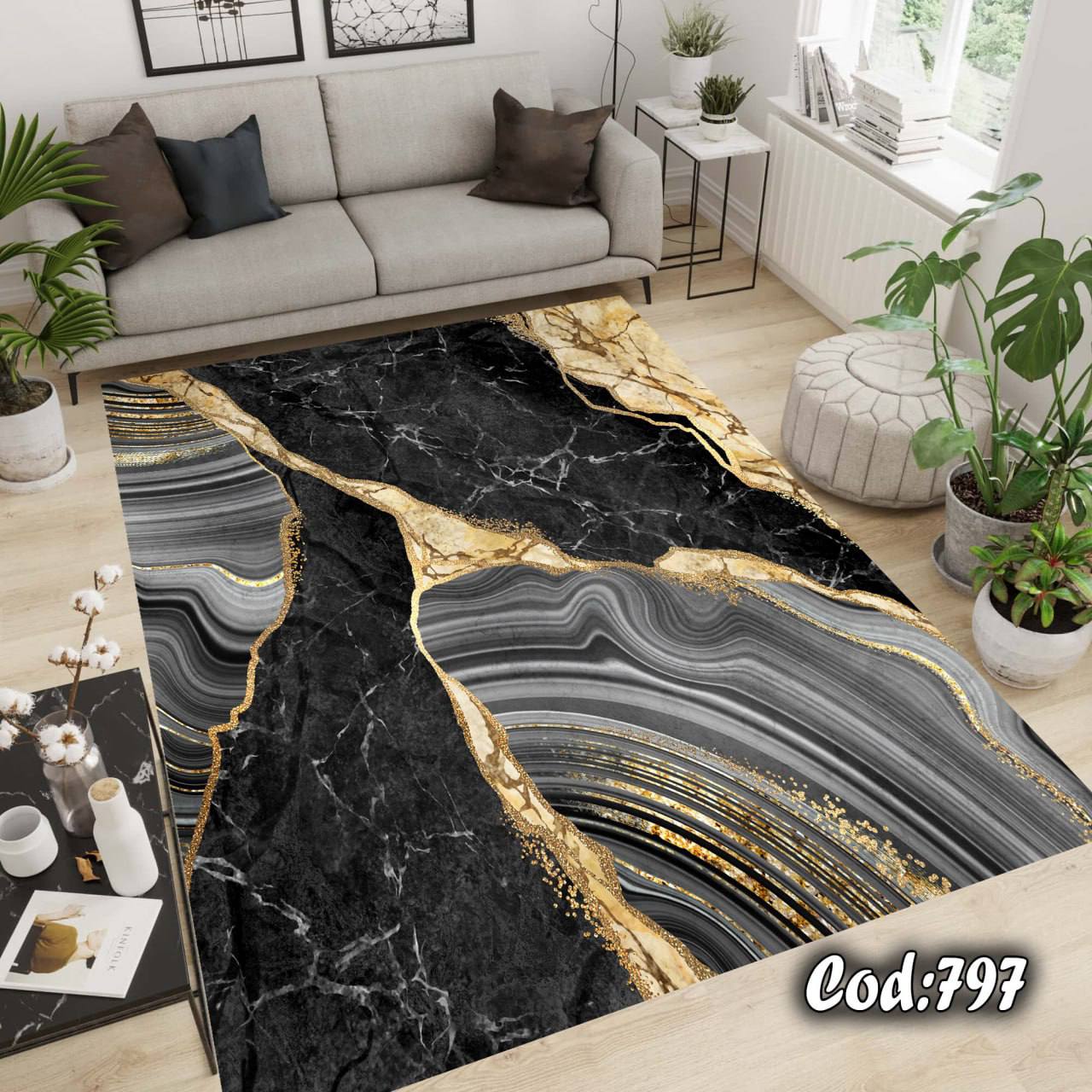 روفرشی کشدار مخمل شانل طرح ماربل مشکی