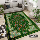 فرشینه مخمل طرح درخت زندگی زرشکی و سبز