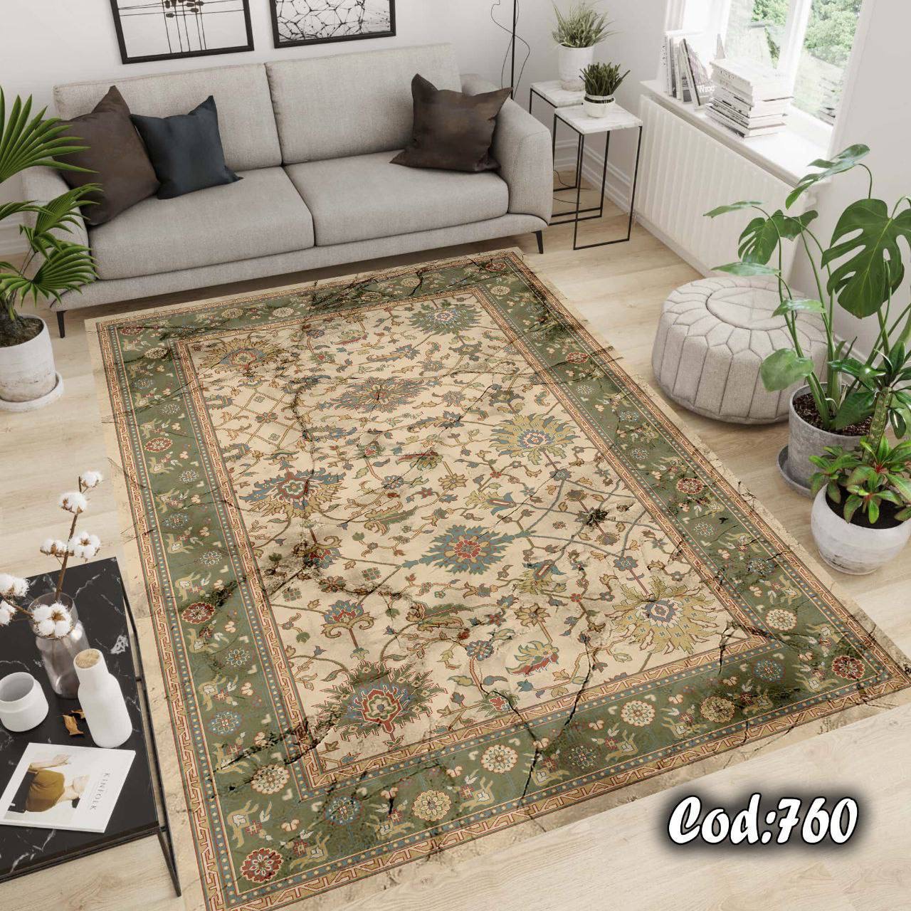 فرشینه مخمل طرح سلطان اباد سبز
