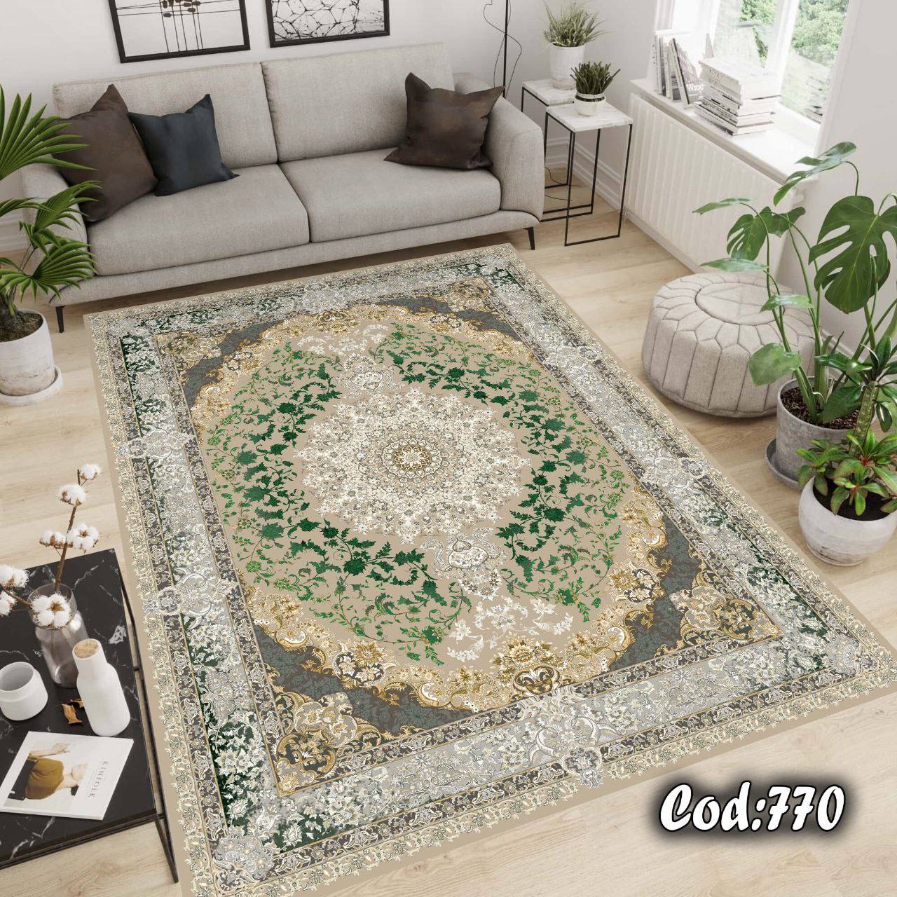 فرشینه مخمل کلاسیک سبز