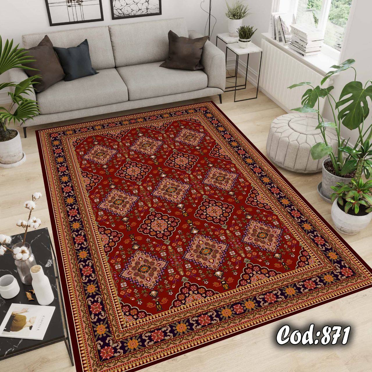 فرشینه مخمل سنتی قرمز