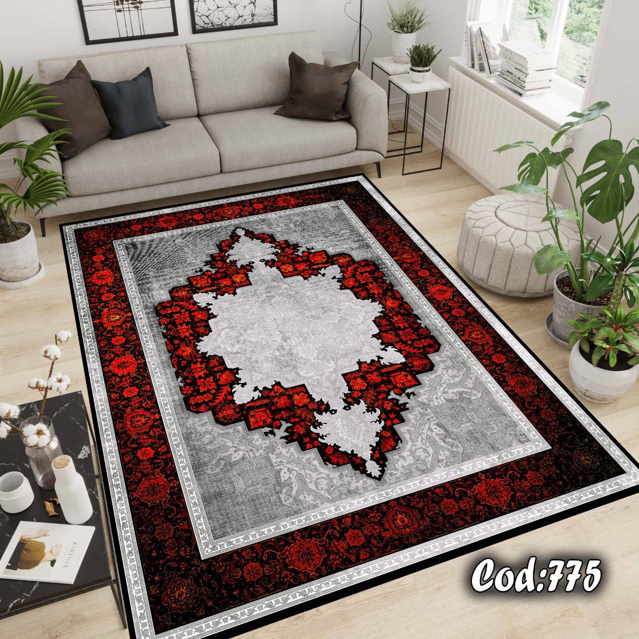 فرشینه مخمل طوسی لاکی