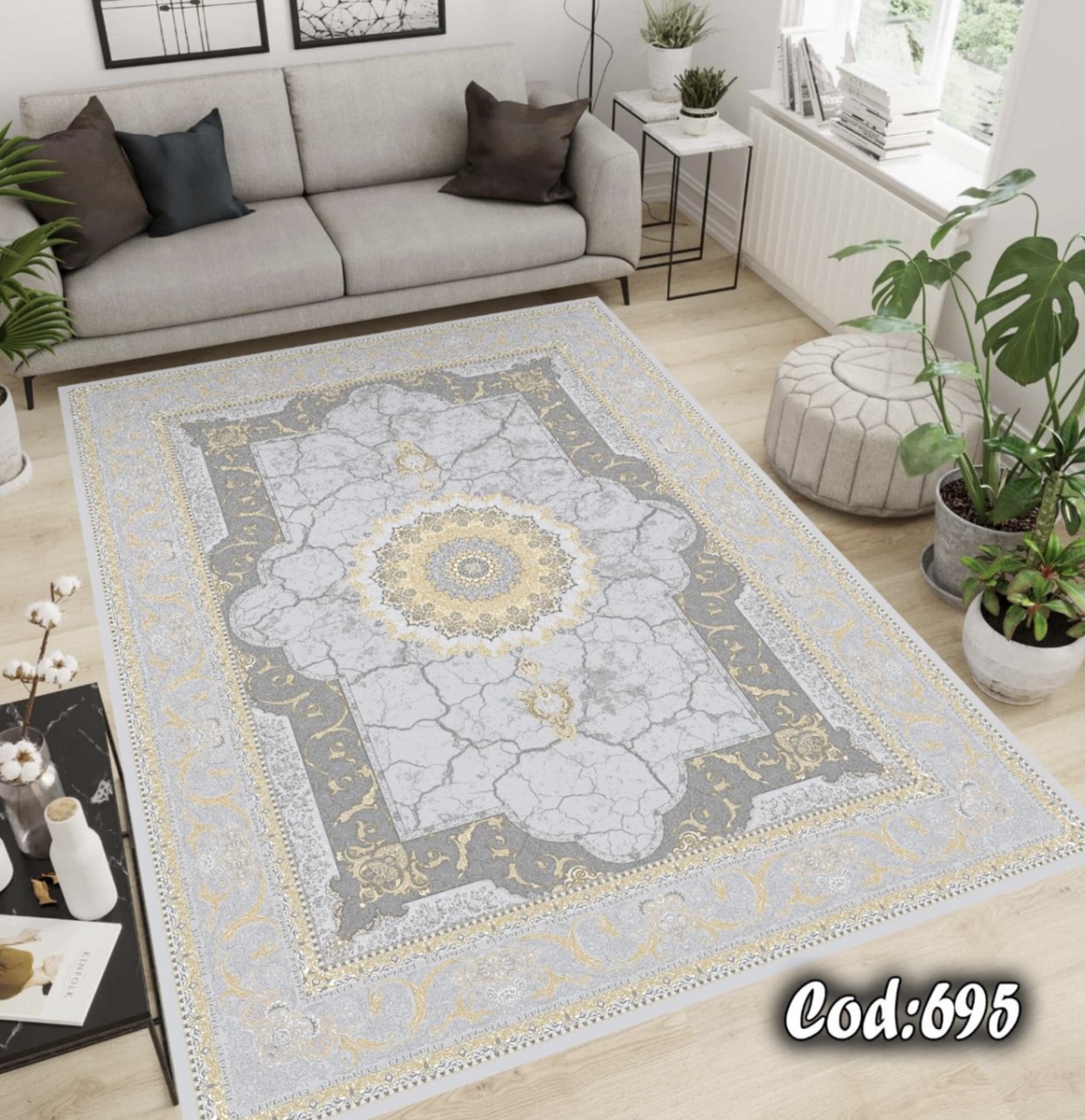 فرشینه مخمل طوسی طرح سنگ