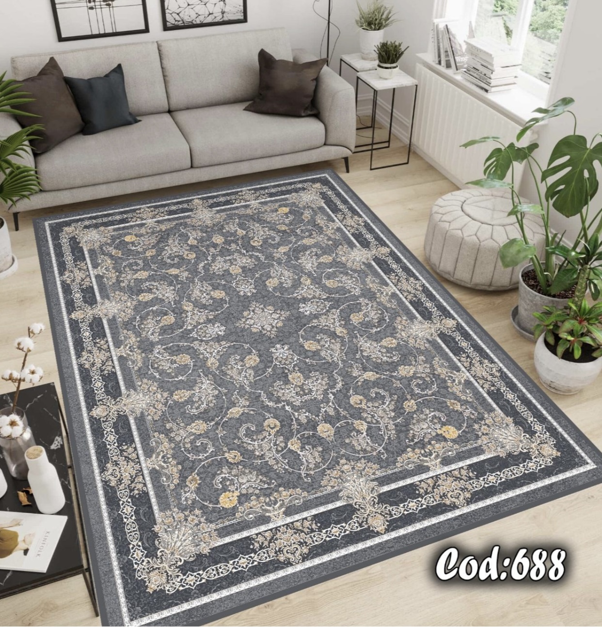 فرشینه مخمل افشان طوسی