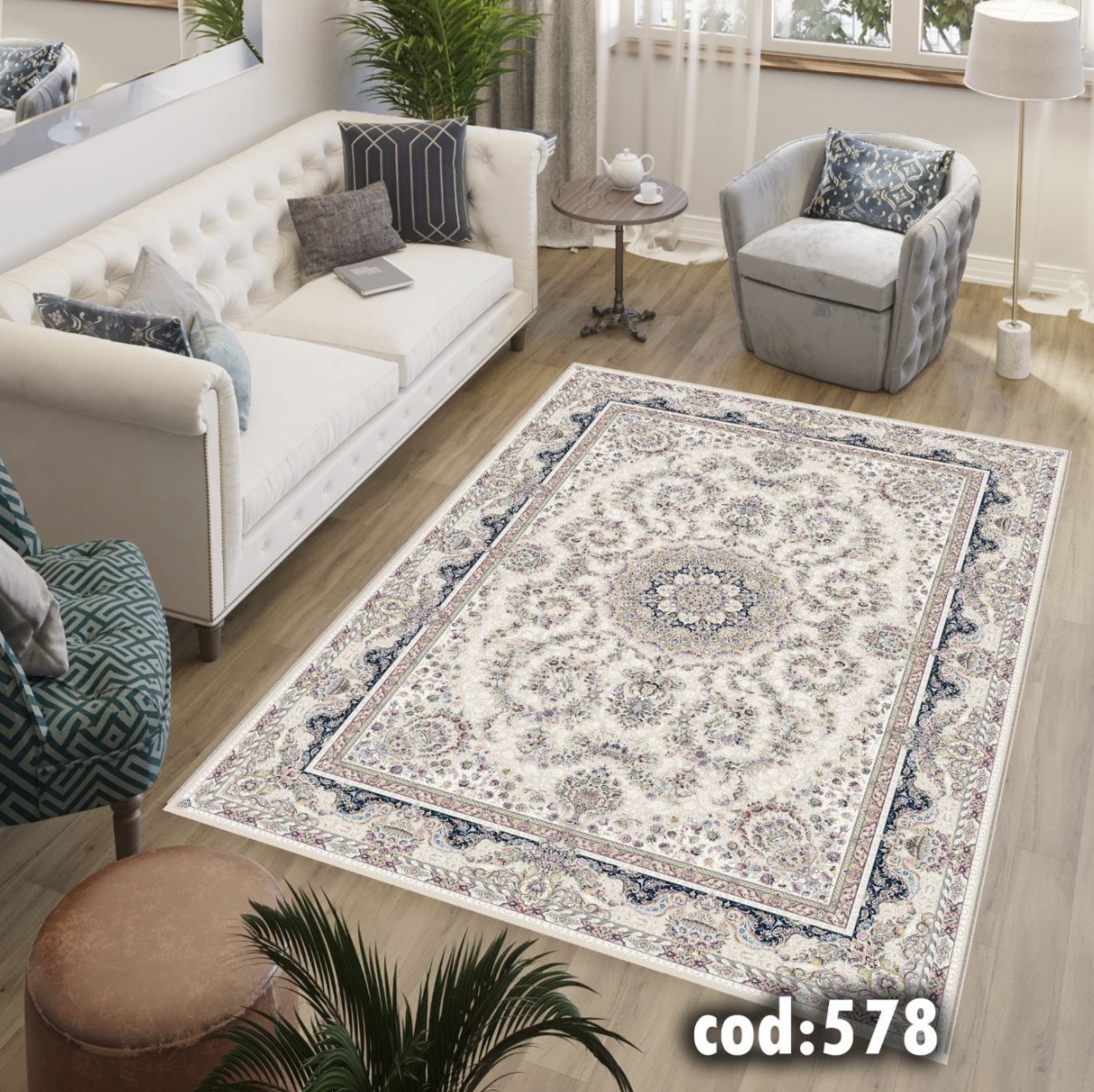 فرشینه مخمل کلاسیک کرمی