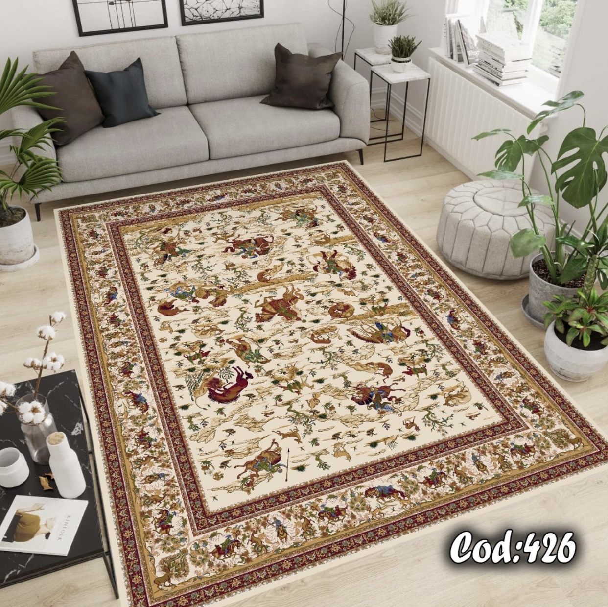فرشینه مخمل طرح شکارگاه