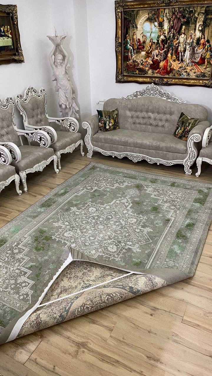 روفرشی کشدار مخمل وینتیج طوسی سبز