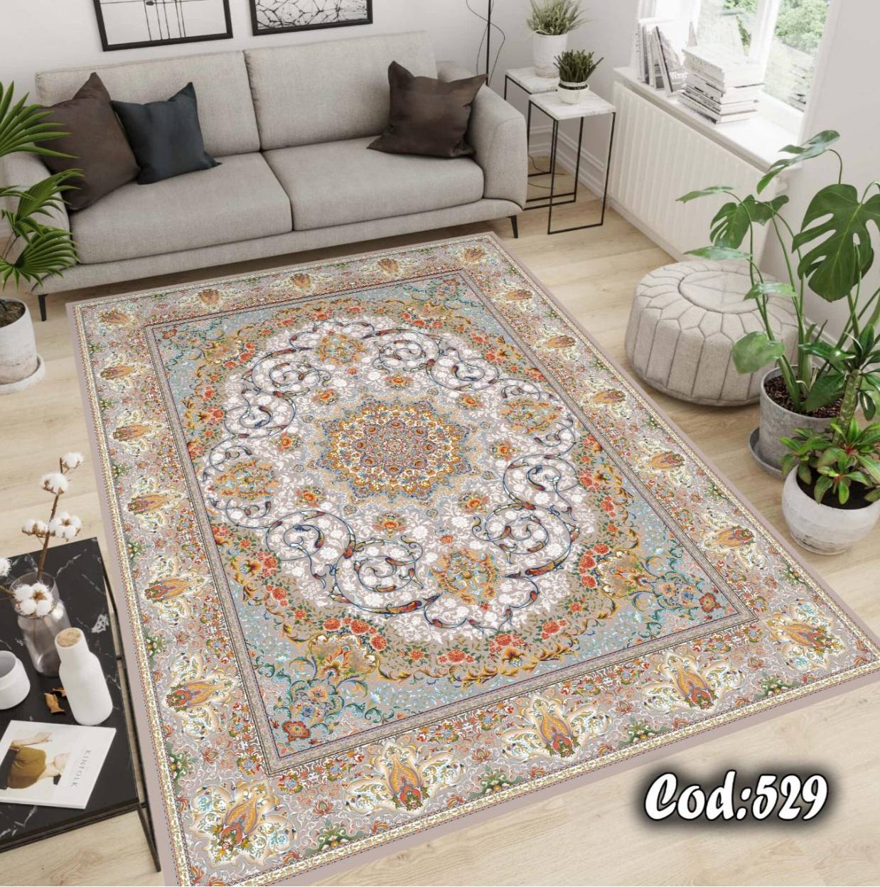 روفرشی کشدار مخمل شانل طرح فرش